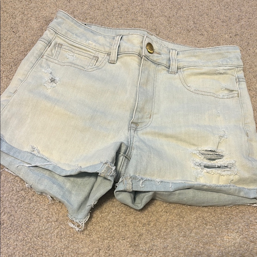 Light Blue Distressed Denim Shorts
